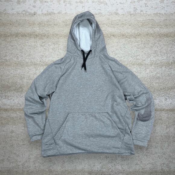 Nike Other - Vintage Y2K Nike Hoodie Mens XL Light Grey Polyester Pullover Black Swoosh
